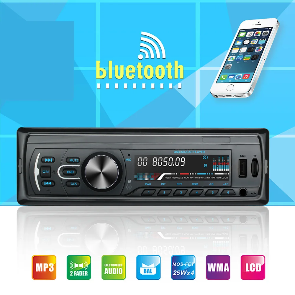 1 Din Автомобильный мультимедийный плеер Автомобильный радиоприемник с bluetooth MP3 музыкальный плеер Автомобильный стерео радио Hands-free fm-приемник USB 12 В-dash