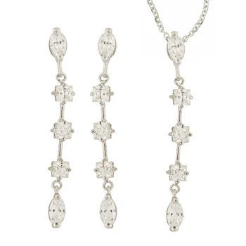 

Set of pendant more earrings in sterling silver 925MLS bathroom in rhodium and crimping in zirconia.
