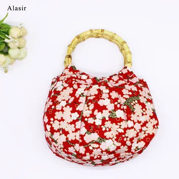 

Alasir Vintage Women Handbags Holiday Retro Cotton Floral Bamboo Hand Bags Artsy Hanfu Flowers Bag Natural Girls Small Bag