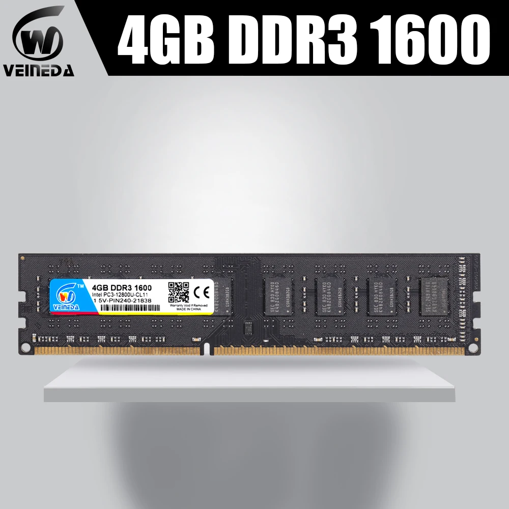 VEINEDA Ram DDR3 4GB Memoria Ram ddr3 1333 1600MHZ For All Inter AMD Desktop PC3-12800 Compatible 1066MHZ Brand New