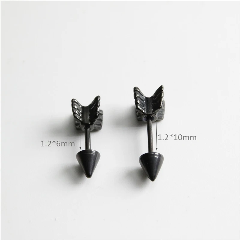 Pendientes De Acero Inoxidable Punk Black Arrow Femenina De Pendientes De Acero Inoxidable Punk Black Arrow Femenina De