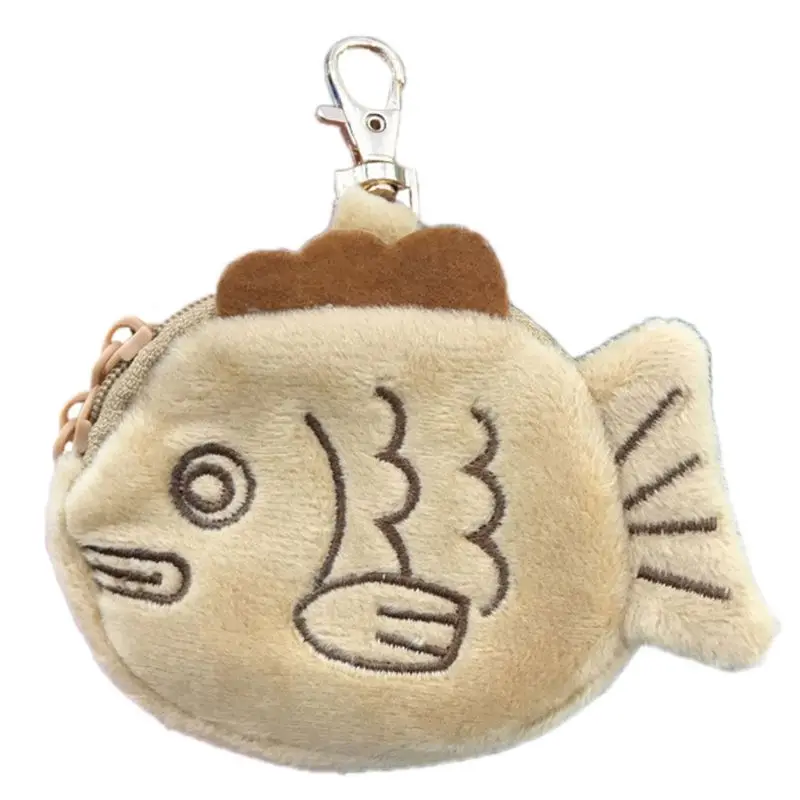 Мягкий ручной работы из фетра на Молнии Милый Snapper-shaped кошелек для монет Забавный дизайн вышитые девушки мини мешок для денег брелок