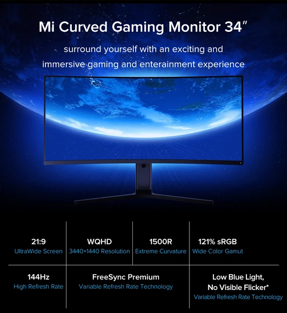 Xiaomi Curved Gaming Monitor 34'' 1500r 