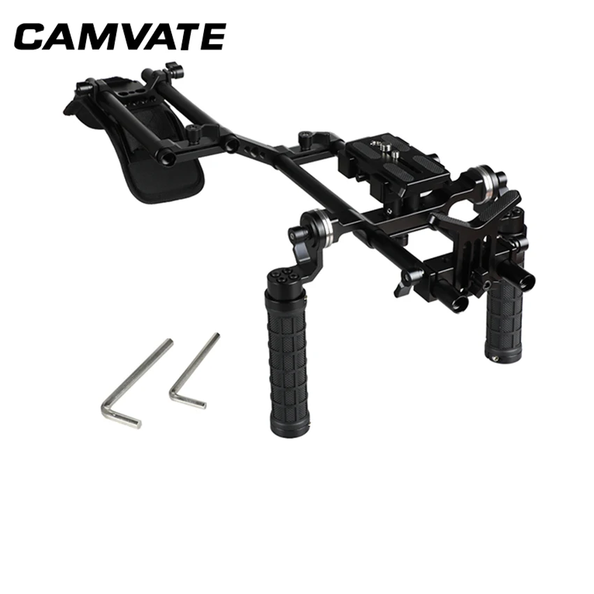 CAMVATE Handheld Shoulder Mount Rig With Manfrotto QR Plate& Rubber Handgrip For HDSLR Camera / DV Camcorder C2247