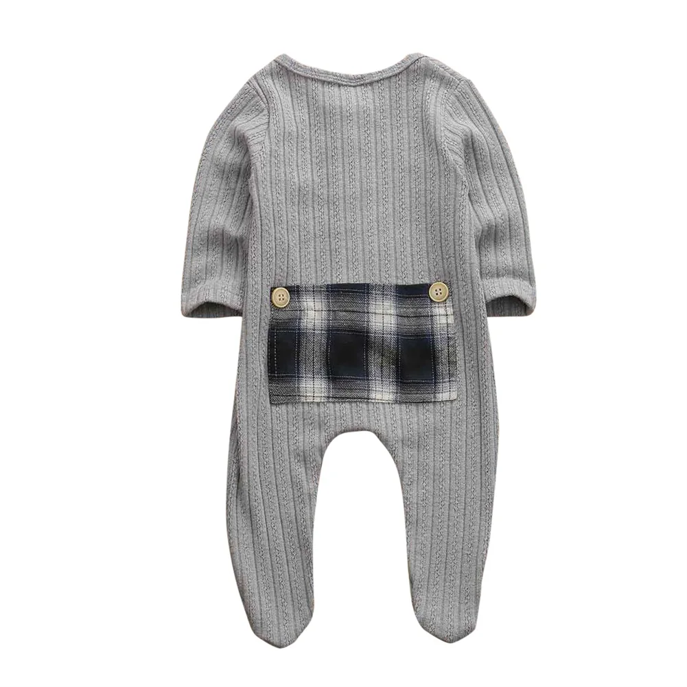 Весенне-осенняя одежда для малышей; хлопковая одежда для новорожденных; одежда для маленьких мальчиков и девочек; комбинезон с длинными рукавами и карманами; одежда