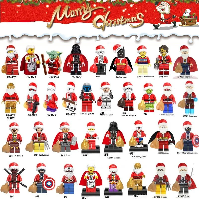 

Merry Christmas Gift Iron Man Assemble Super Heroes Deadpool Thor Bricks Captain America Building Blocks For Children Toys