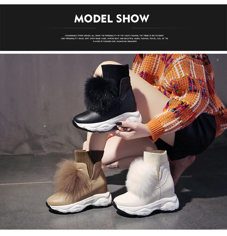 SWYIVY/зимние ботинки из искусственной кожи; женская короткая плюшевая зимняя обувь; коллекция года; теплые женские ботильоны без застежки; обувь на танкетке; женская обувь на платформе
