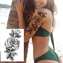  Realistic Sexy Peony Tattoos Temporary Women Adult Flower Arm Tattoos Sticker Waterproof Fake Floral Bloosom Body Leg Art Tatoos 