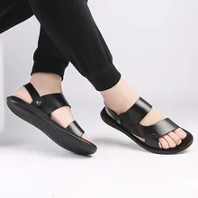 Летние сандалии; Мужские Кожаные Классические шлепанцы с открытым носком в римском стиле; летняя пляжная обувь на резиновой подошве; Вьетнамки; водонепроницаемые сандалии; May28