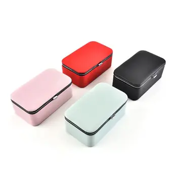 

Jewelry Box Portable with Makeup Mirror Earrings Grids Storage Travel Case