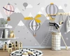 beibehang Customized modern Nordic hand-painted hot air balloon small animal children's room interior background wallpaper ► Photo 2/6