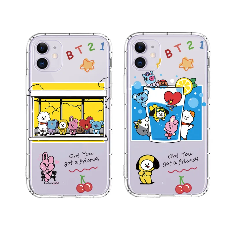 Милый мягкий силиконовый цветной чехол BT21 для iphone 11 Promax X XR XS Max 7 8 Plus SE2020 |