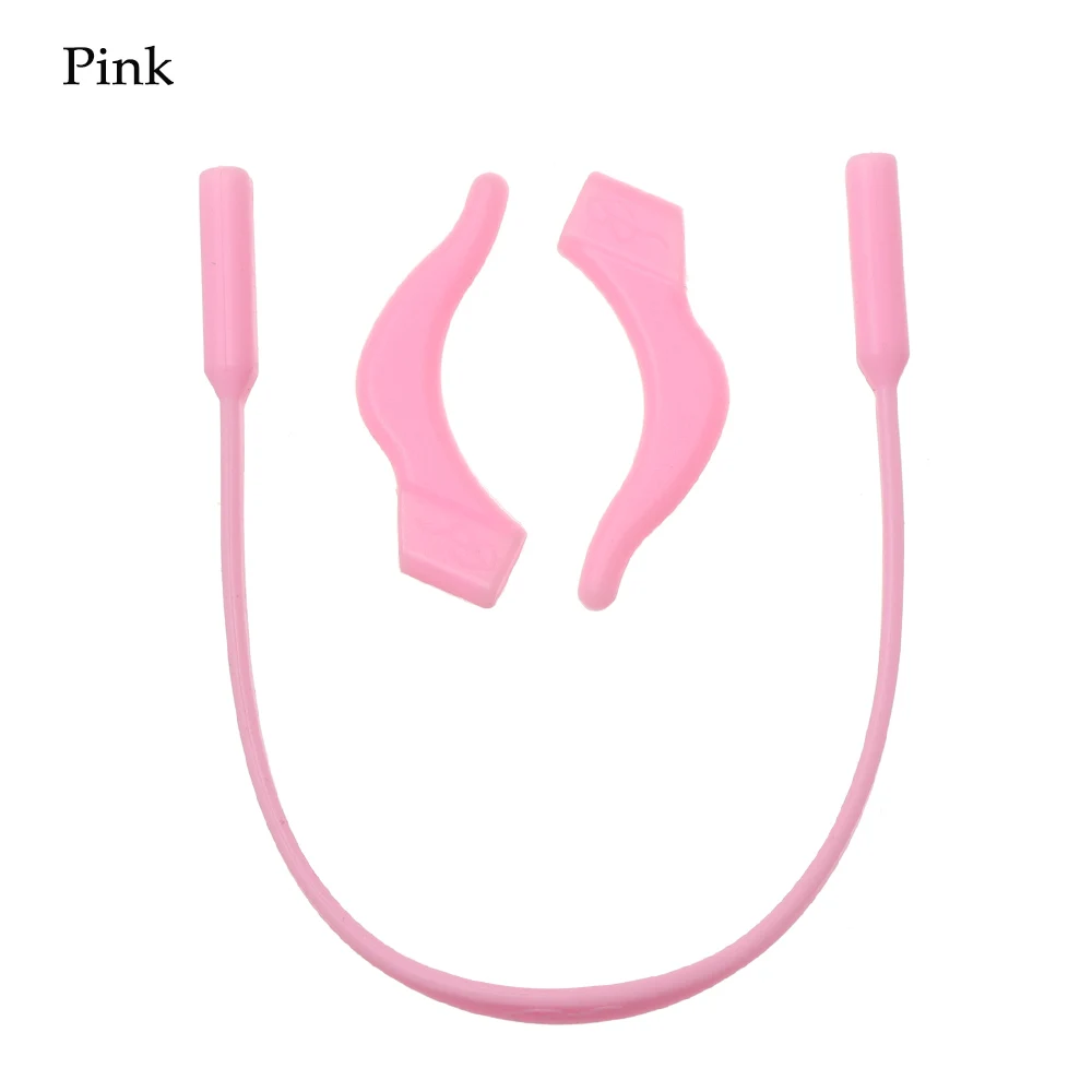 1 комплект, детские силиконовые очки, ремешок, ушные крючки, шнурок для очков, очки на веревке, держатель, спортивные очки, аксессуары, новинка - Цвет: pink