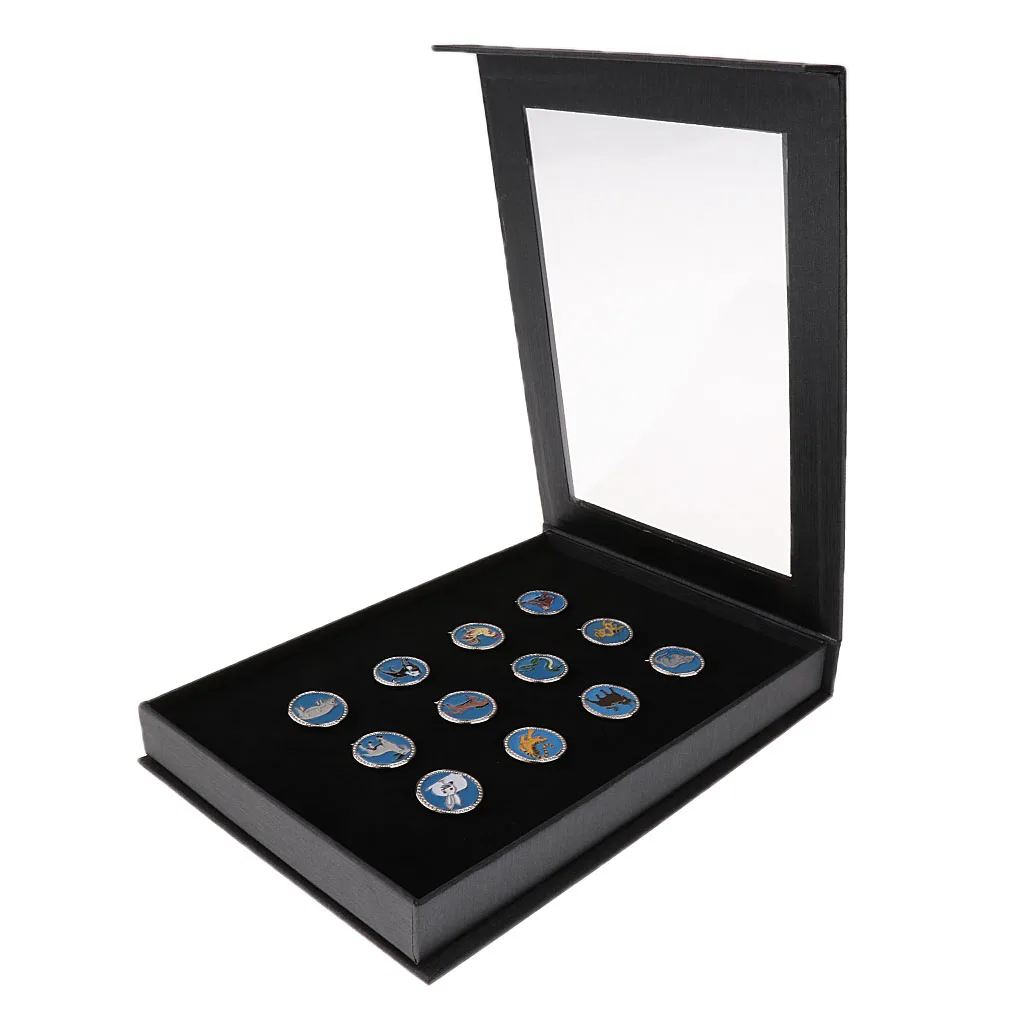 

12 Pieces/Pack Zodiac Magnetic Hat Clip Golf Ball Markers With Gift Box
