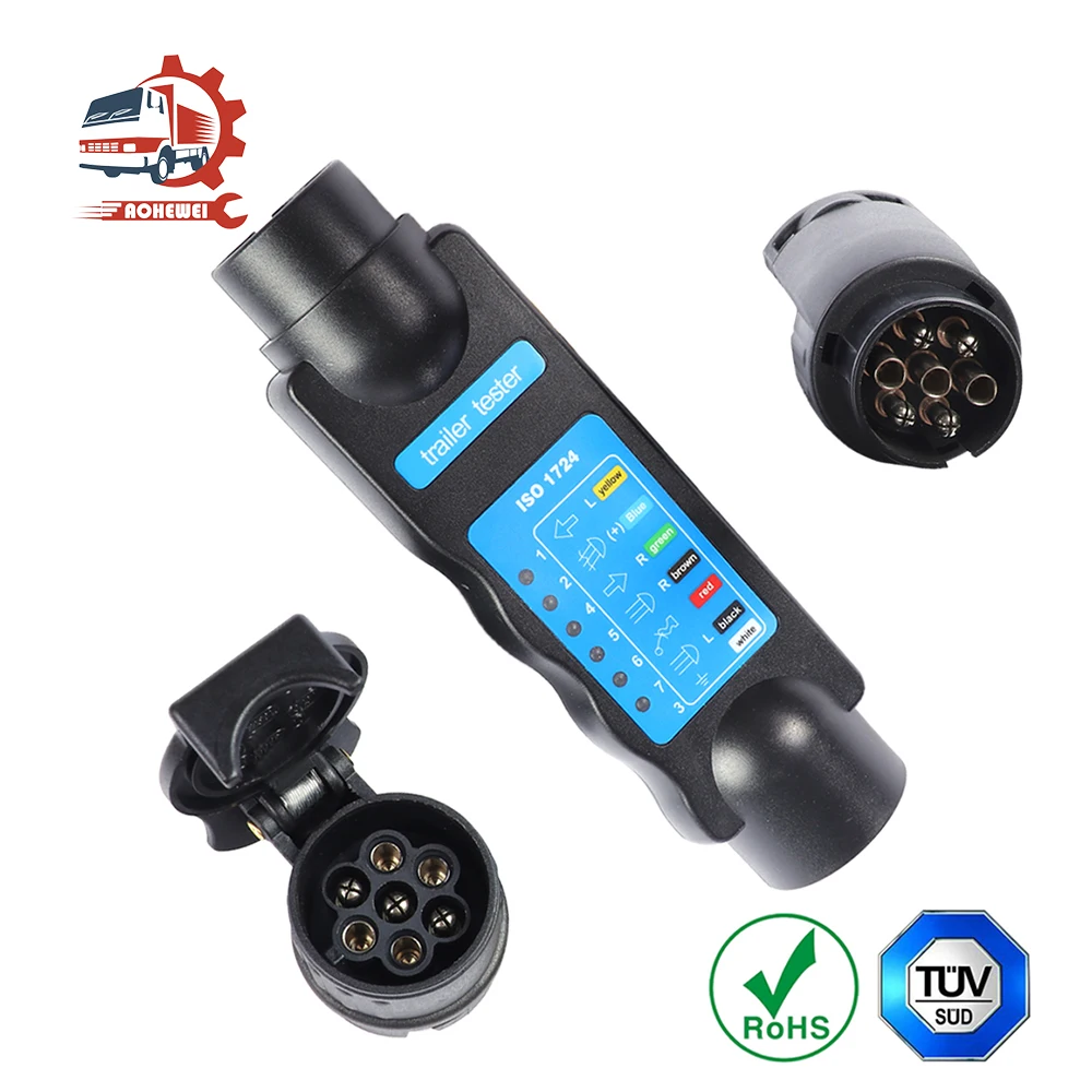 AOHEWEI-probador de enchufe y enchufe de luces de remolque de 7 pines, circuito de cableado de 12V con adaptador de caravana Pines, convertidor, Conector de coche - AliExpress Automóviles y motocicletas