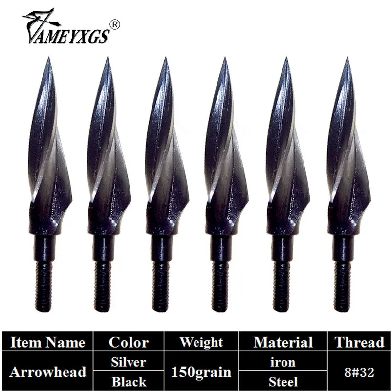 6pcs Archery Arrowhead 150grain Rotating Blade Broadheads for Wooden Carbon Arrow Shooting