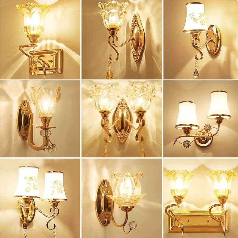 

European Style Creative Wall Lamp LED Living Room Wall Light Retro Hallway Master Bedroom Bedside Mirror Front Lamp Interior Lum