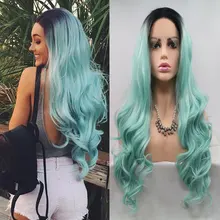 Темные корни омбер белый блонд объемная волна Термостойкое волокно синтетический парик на кружеве бесклеевой боковой пробор волос для женщин парики