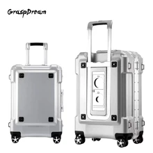 New Aluminum frame trolley luggage spinner travel suitcase box TSA luggage universal wheel men women boarding rolling luggage