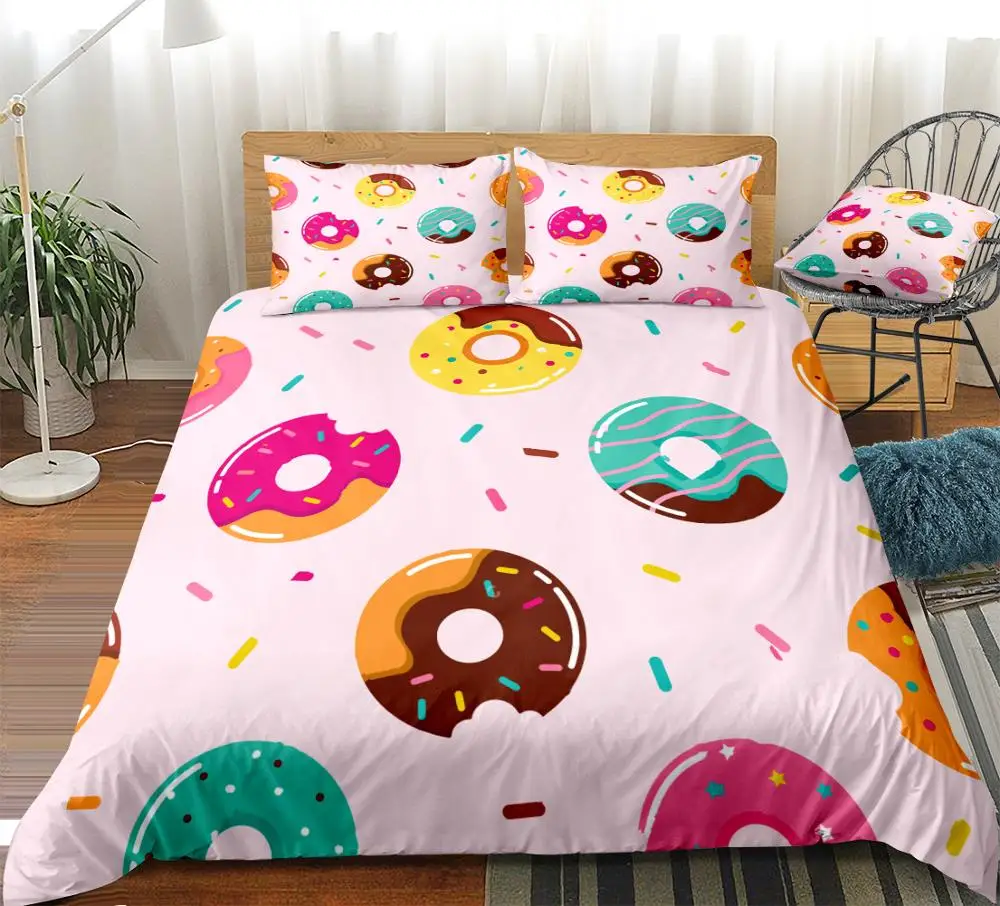 

Candy Bedding Set Donuts Duvet Cover Set Girl Boy Kid Bed Linen Cartoon Donuts Home Textile Children Bed Set Candies Bedclothes