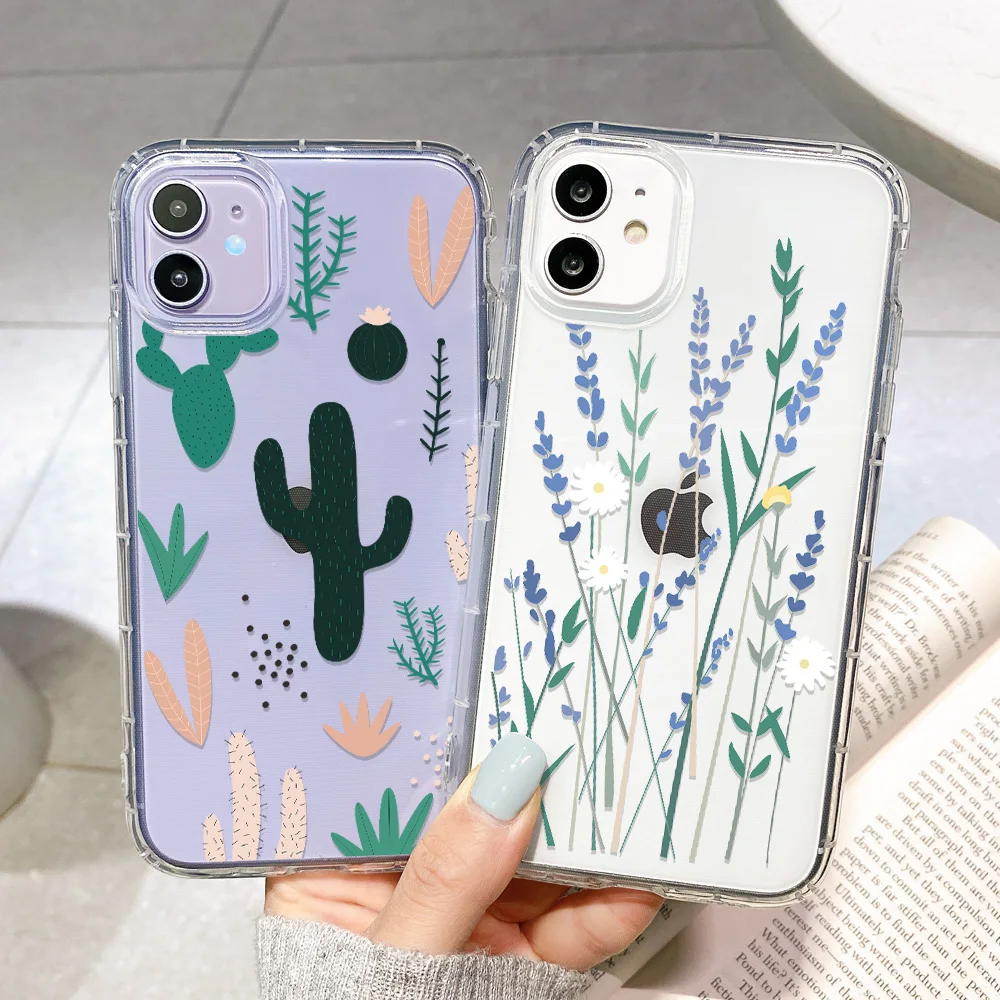 For Funda iphone 12 Pro Max Case on iphone 11 Apple 12 Mini 6 s 7 8 Plus XS Max X XR SE 2020 Flower Clear Silicone Phone Cover