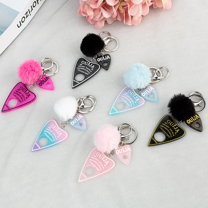 1PC Women Keychain Ouija Planchette Rresin Charms Handbag Keyring with Puffer Ball Ouija Board Keyring|Key Chains| - AliExpress