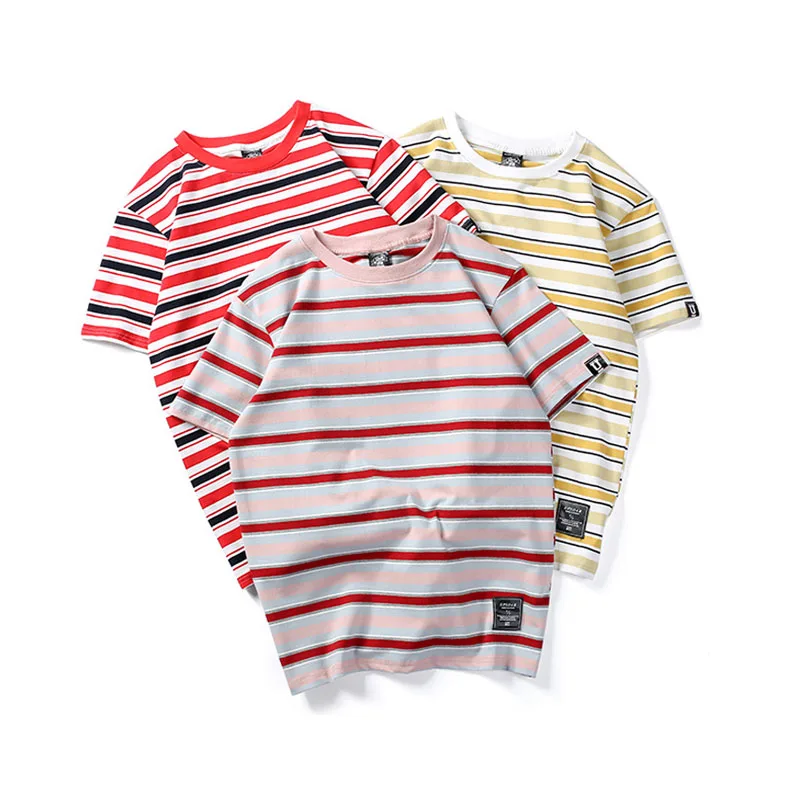 Футболка Мужская/Женская летняя свободная с коротким рукавом в Японскую полоску