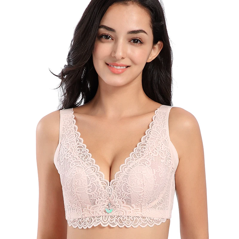 Bean paste Сексуальный кружевной бюстгальтер большого размера пуш-ап женский бюстгальтер 34-52C D E Регулировка без косточек размера плюс бюстгальтер пуш-ап женский бюстгальтер 34-52C D E чашка - Цвет: Bean paste