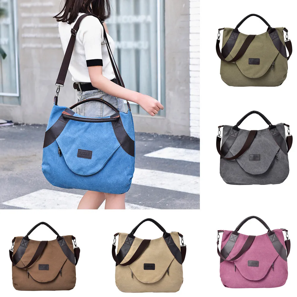 New ladies multi purpose bag Vintage canvas handbag Solid color