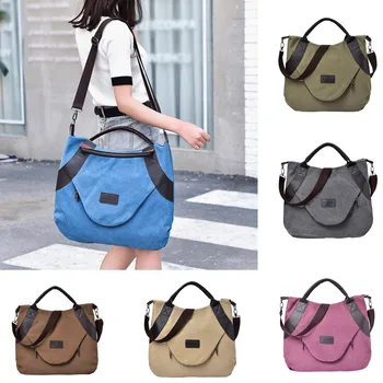 

New ladies multi-purpose bag Vintage canvas handbag Solid color shoulder bag Large capacity tote Dropship Y11.16