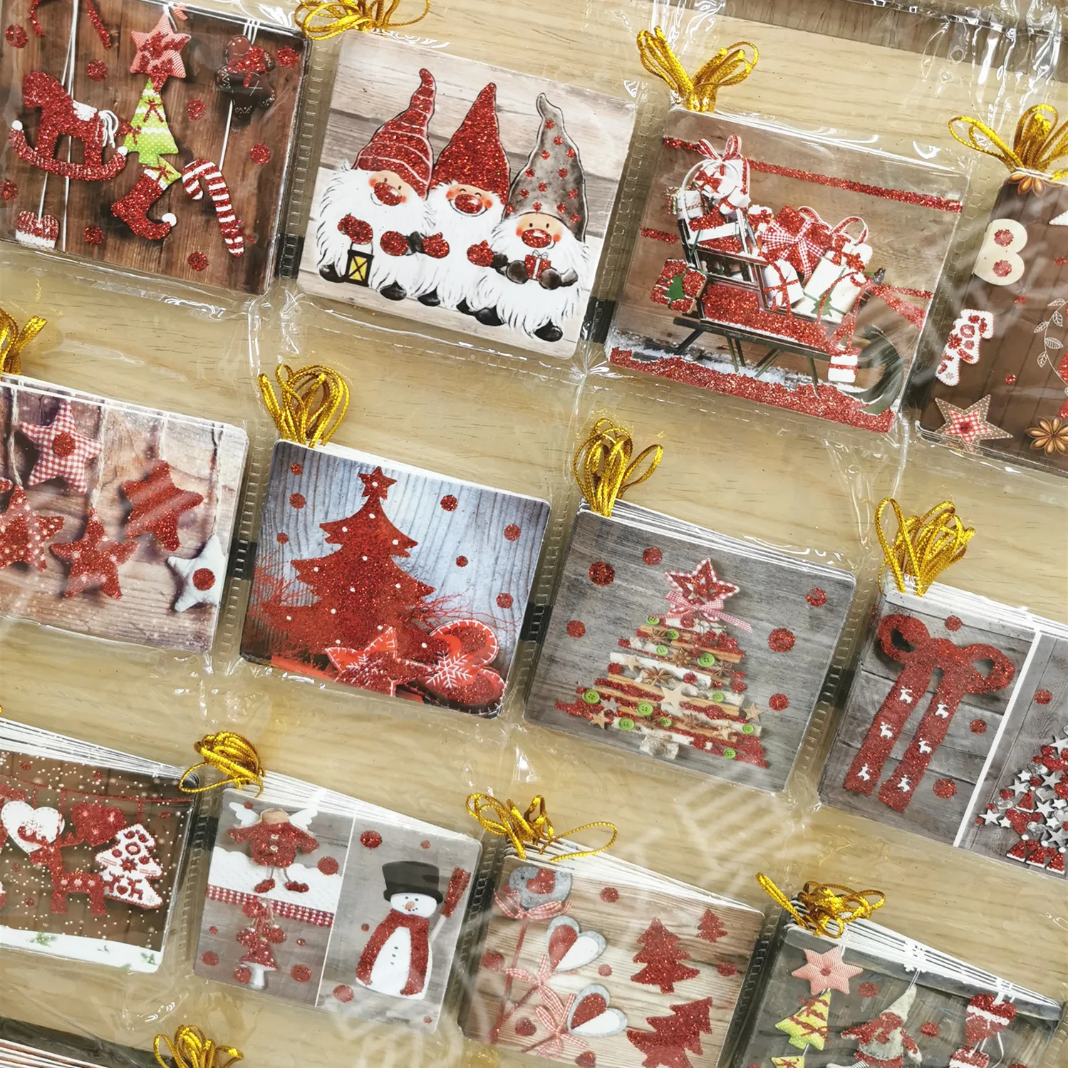 

New Style Mini Bronze Lanyard Christmas Cards Korean-style Cute Cartoon Blessing Small Card Message Card Blessing Card