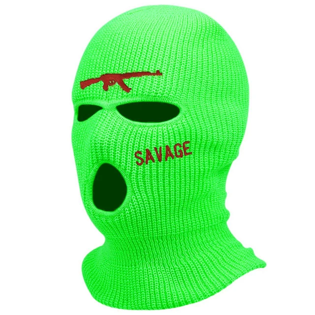 grey skully hat 2022 New 3-Hole Knitted Full Face Covering Embroidery AK47 Ski Mask Adult Warm Winter Cycling Balaclava for Outdoor Sports Gift best beanies for men Skullies & Beanies