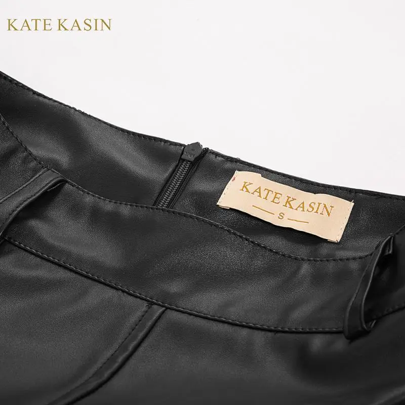 Kate Kasin юбки из искусственной кожи с высокой талией пикантные черные мини-юбки-карандаш осенне-зимняя праздничная одежда женские юбки