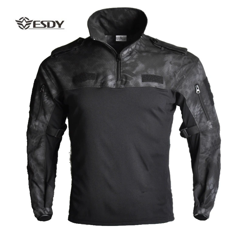 

Outdoor Man Hiking T-Shirt Military Camouflage Multicolor Tactical Shirt Combat Hunting Camping Warm Windproof Waterproof Shirt