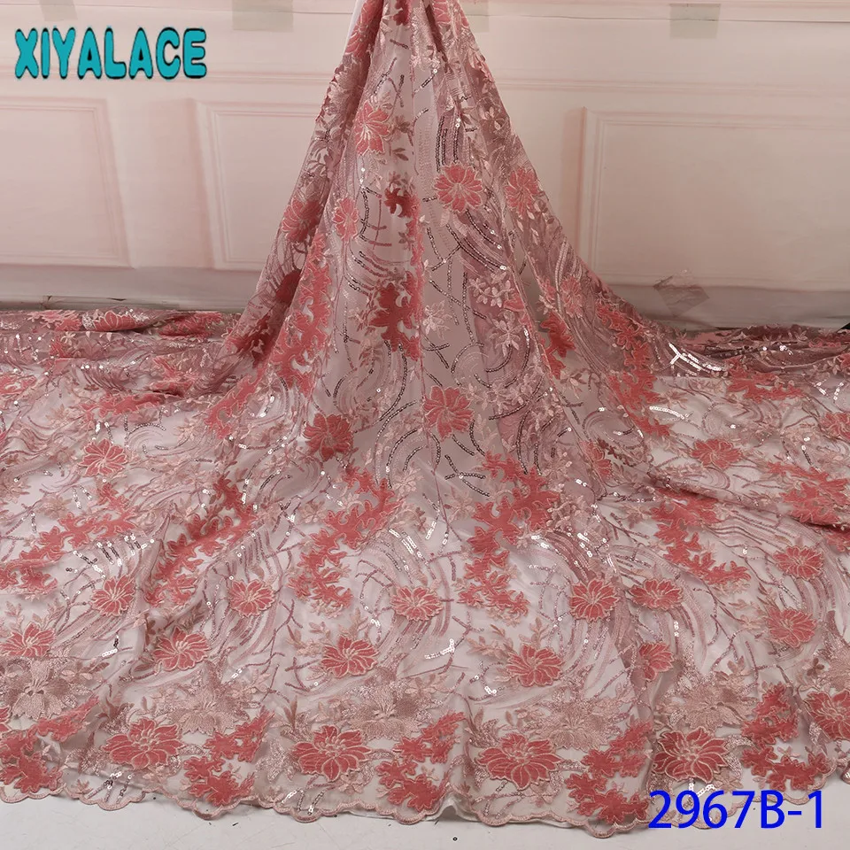 

African Tulle Lace 2019,Latest Velvet Lace Fabric,Sequins Embroidery Lace Material for Nigeria Dress KS2967B-1