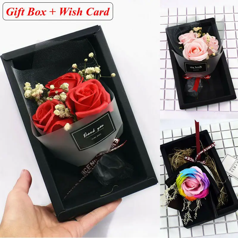

Rose Soap Flower Bouquet With Gift Box for Mother’s Day Valentine's Day Gift Festive Party Decorations hot