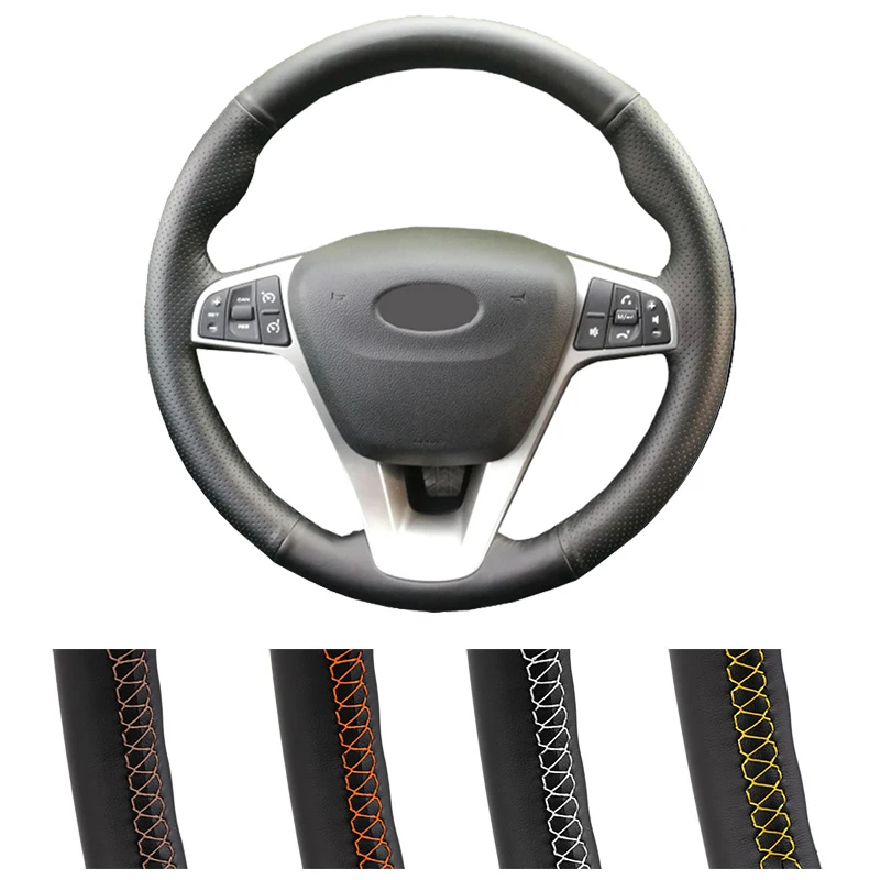 DIY Customized Car Steering Wheel Cover For Lada Vesta 2015 2016 2017 2018 2019 Xray 2015-2019 Auto Leather Wrap | Автомобили и