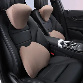 

Car Seat cushion back support neck pillow set Memory Foam removable Polyester Cloth Cover Relieve Neck Back Pain
