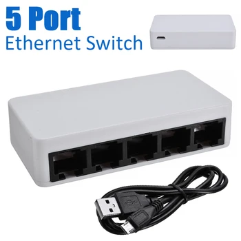 

1SET 5 Ports 10/100Mbps Mini Portable Network Ethernet Switch RJ45 Ports USB Powered For Computer Printer Smart TV