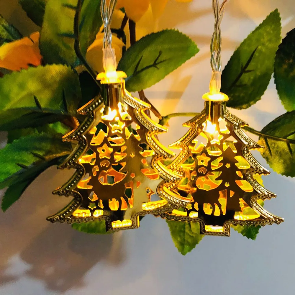 

LED Deer Christmas Tree Lights String Wrought Iron Creative Light String Pendants Ornaments Holiday Party Garden Decor 10/20leds