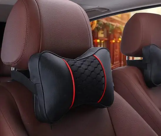 

2 Pieces Leather Memory Cotton Car Seat Ergonomic Headrest Neck Cushion Pillow Fit For BMW Toyota Honda Mazda Ford Audi Passat