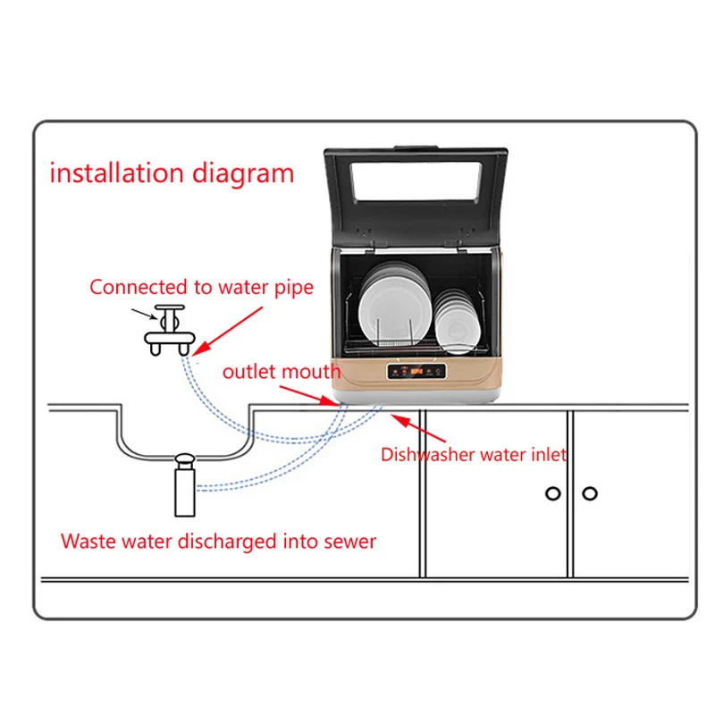 1200W household dishwasher high temperature sterilization drying machine energy-saving desktop small smart dishwasher machine