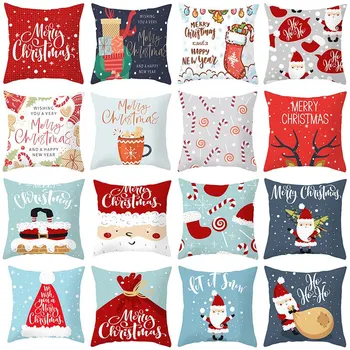 

Christmas Decoration Cushion Cover Cartoon Santa Claus Printing Pillow Case Party Christmas Decoration Ball home Decor