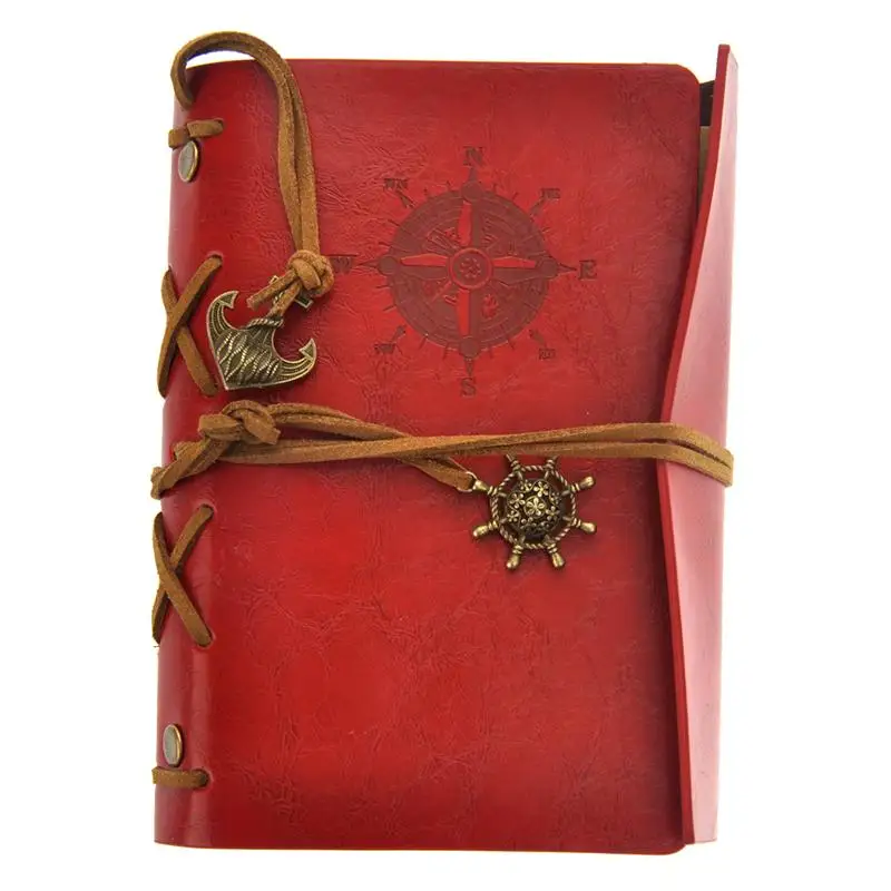 Retro Vintage Pirate Anchor PU Cover Loose-leaf String Bound Blank Notebook Notepad Travel Journal Diary Jotter