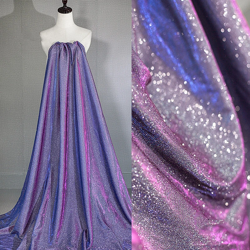 

50cm*145cm Dream reflective laser cloth starry sky Highlight stretch designer fabric Creative wedding dress fabric wholesale