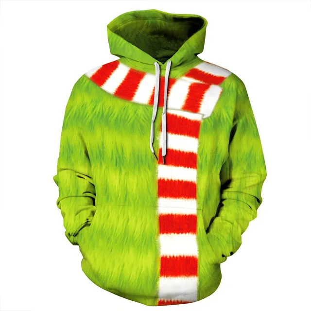 3d Anime Hoodie Green Grinch Men's Pullover Jacket Winter Casual Fashion Sweatshirt Cartoon Oversized Hoodie Street Men Clothing 7