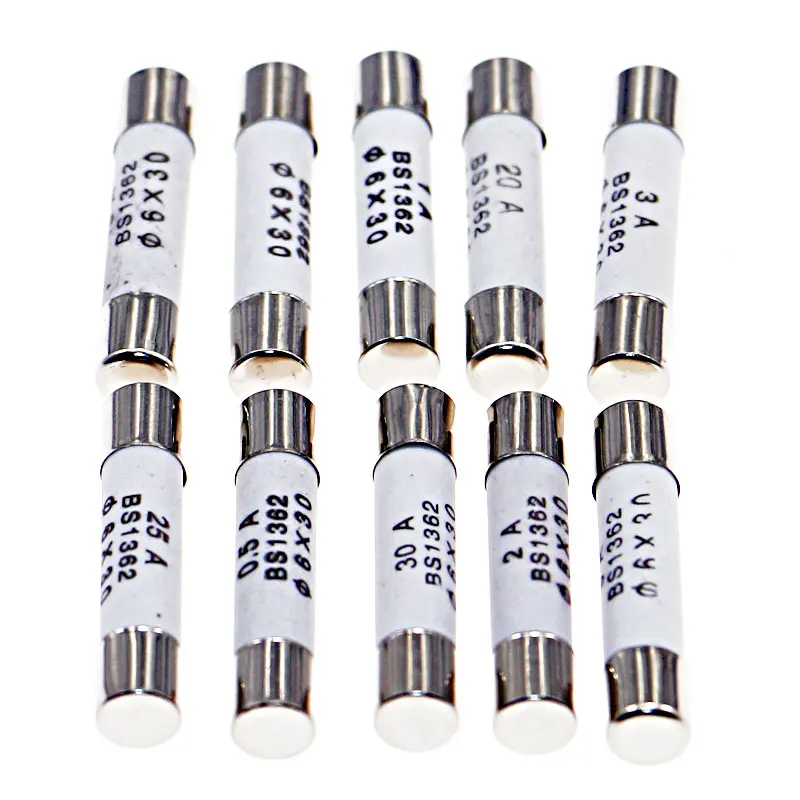 Ceramic Fuse 50pcs 5pcs Each Value 6mm x 30mm 250V Fast Blow Ceramic Fuse Assortment Kit 0.5A 1A 2A 3A 5A 10A 15A 20A 25A 30A