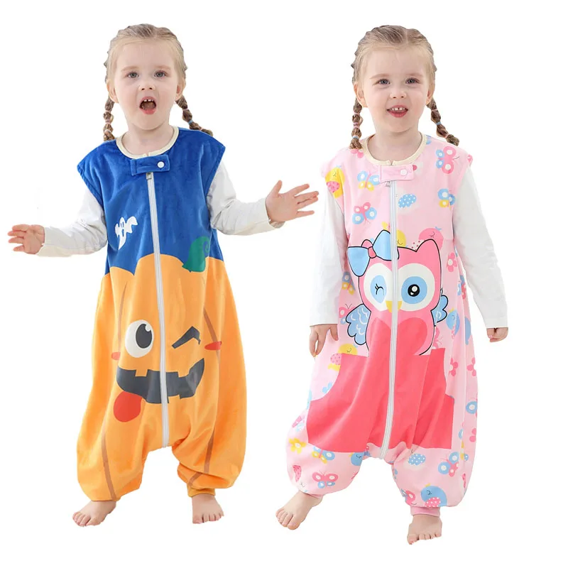 Sleeping Bag Jumpsuits New Children Cartoon Clothes Spring Autumn Flannel Sleepwear Baby Girl Pajamas Boys Sleep Bag 1-6Y