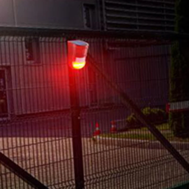 Solar Light Outdoors Alarm Motion Sensor Wall Light Energy Saving Street Path Garden Security Lamp Waterproof 6 Led Red Light (9)