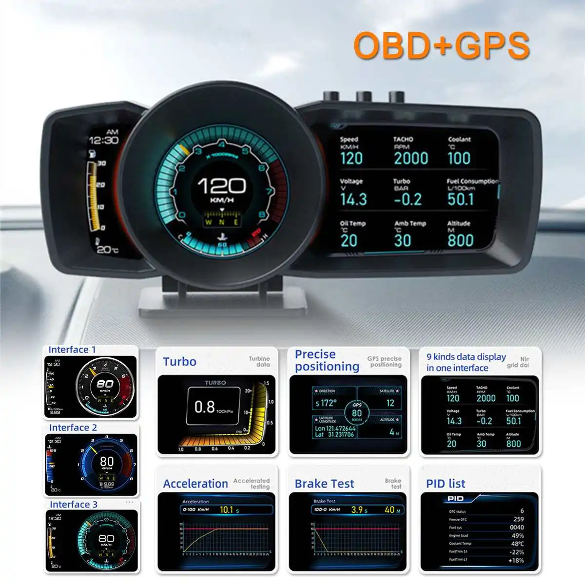 Obd2 Hud 車の圧力ディスプレイ ブーストスキャンヘッドアップディスプレイ 油圧 自動ゲージ アラームシステム オンボードコンピューター Aliexpress 自動車 バイク